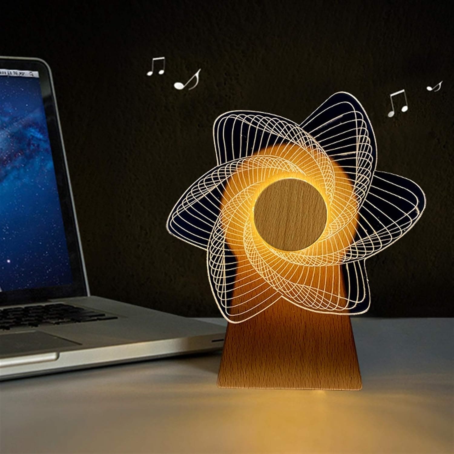 3D Windmill Night Light, Wooden Rotating Music Box, Wooden Ferris Wheel Table Lamp, Visual Illusion Optical Light 3D Windmill Night Light, Wooden Rotating Music Box, Wooden Ferris Wheel Table Lamp, Visual Illusion Optical Light